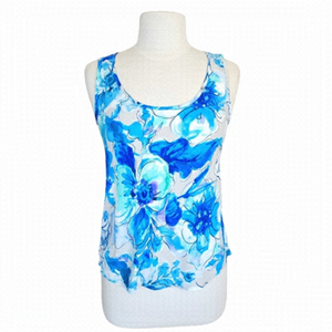 Jams World Sky Petal Blue Floral Top Size XS